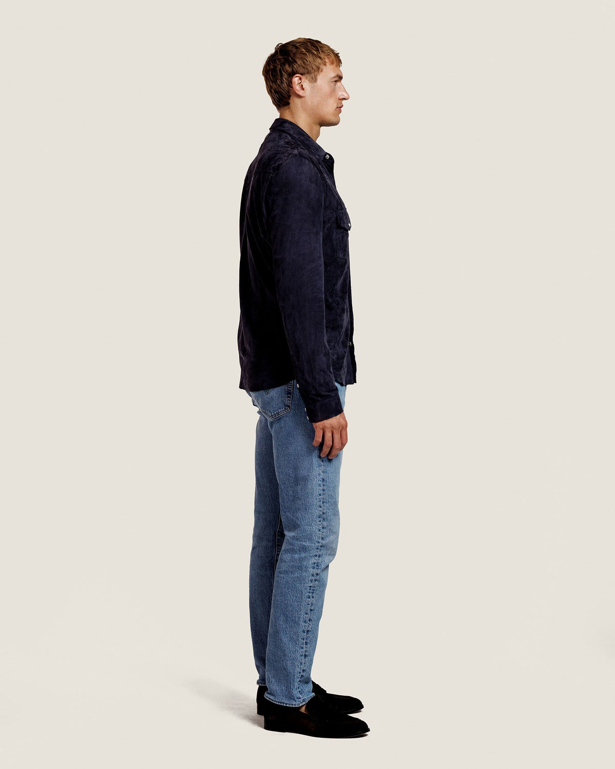 Heren Herfst Winter Overshirt met Drukknopen en Borstzakken in Marineblauw – afbeelding 4