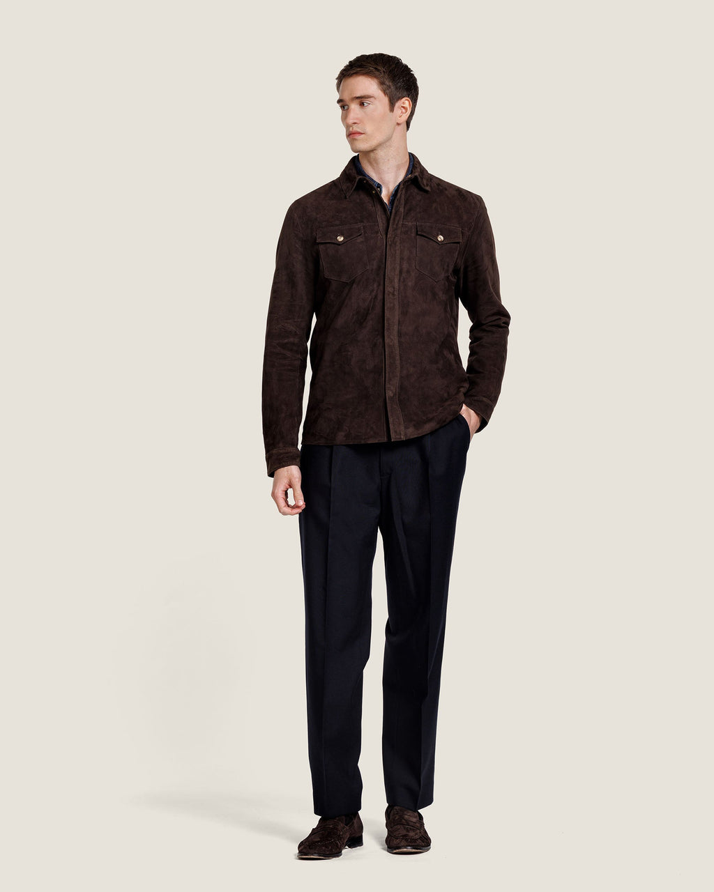 Heren Herfst Winter Overshirt met Elegante Pasvorm – afbeelding 1