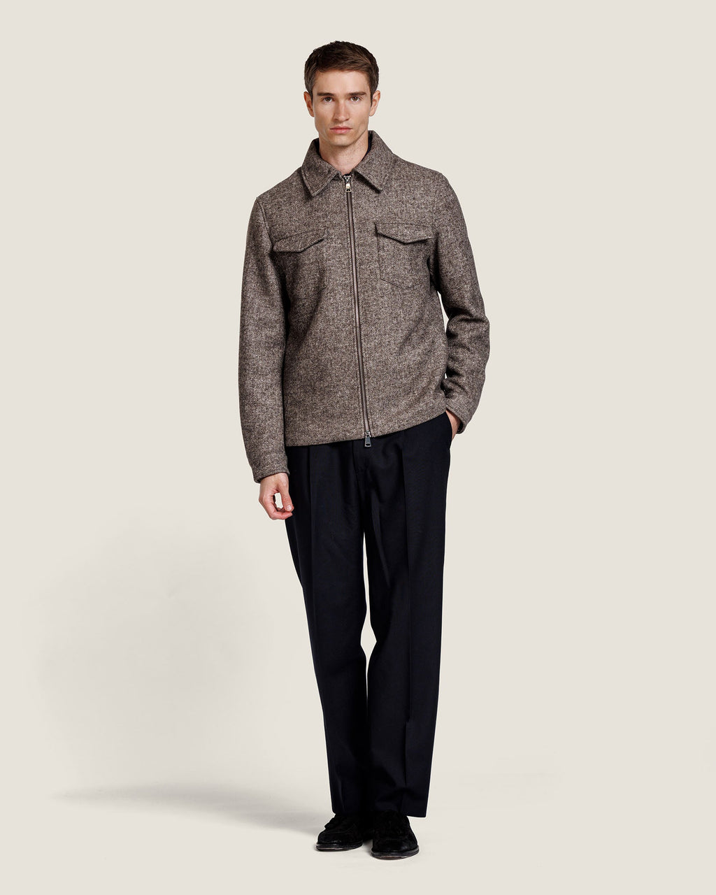 Heren Herfst Winter Overshirt met Gestructureerde Stof – afbeelding 1