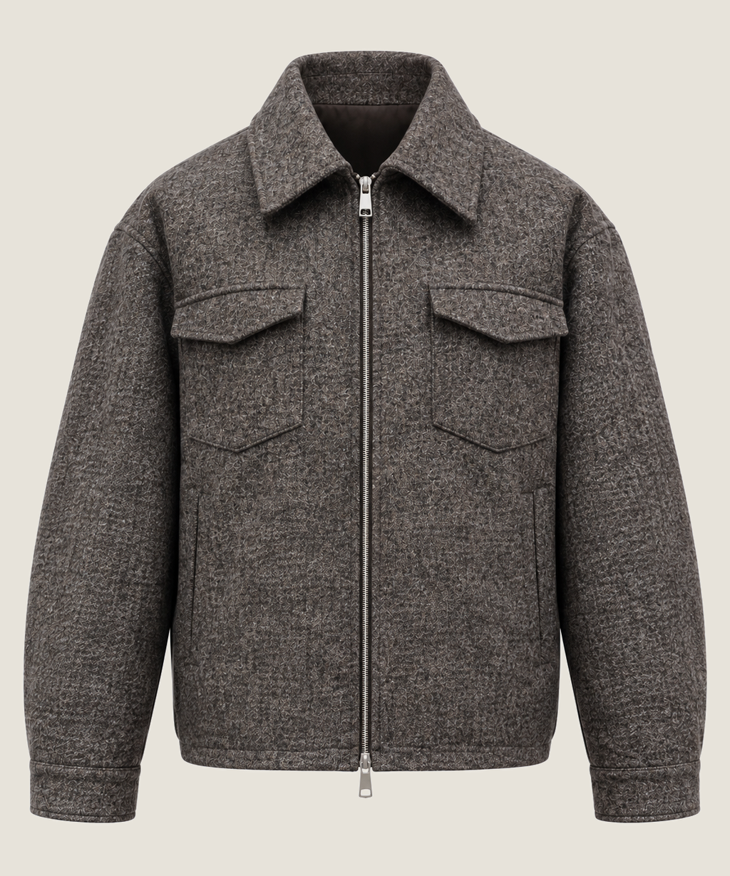 Heren Herfst Winter Overshirt met Gestructureerde Stof – afbeelding 2
