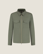 Heren Herfst Winter Overshirt met Rits en Borstzakken in Kaki