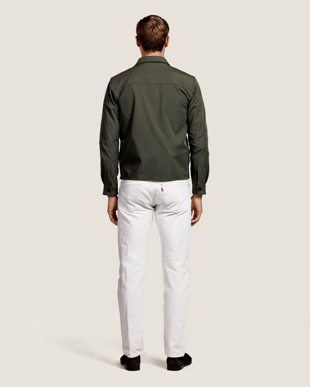 Heren Herfst Winter Overshirt met Rits en Borstzakken in Kaki – afbeelding 4