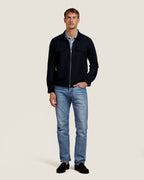 Heren Herfst Winter Overshirt met Rits en Borstzakken in Marineblauw