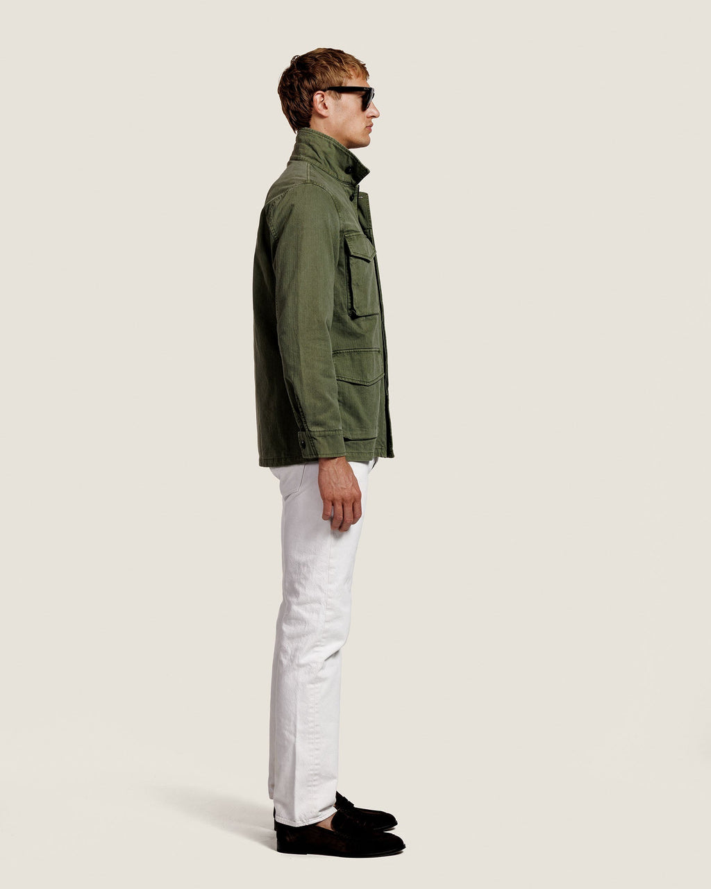 Heren Herfst Winter Utility Jas met Vier Klepzakken en Knoopsluiting in Legergroen – afbeelding 2