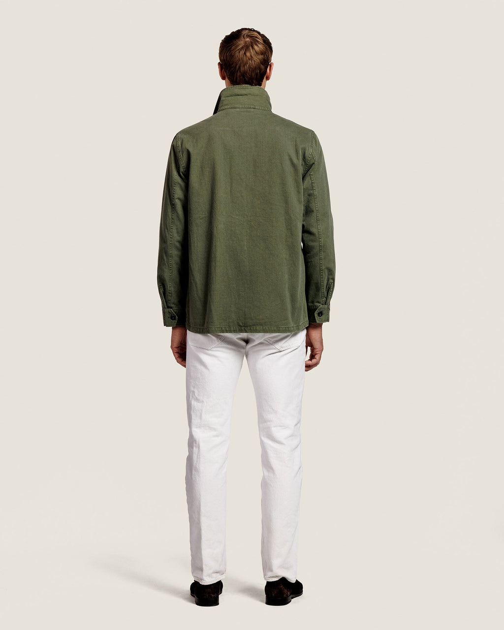 Heren Herfst Winter Utility Jas met Vier Klepzakken en Knoopsluiting in Legergroen – afbeelding 3