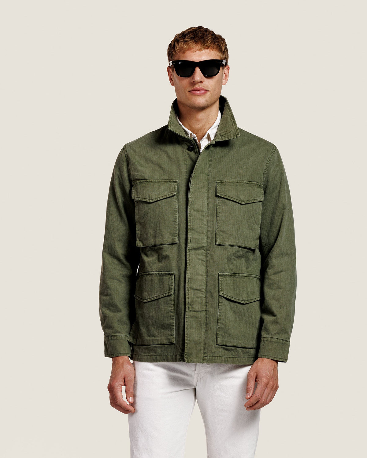 Heren Herfst Winter Utility Jas met Vier Klepzakken en Knoopsluiting in Legergroen – afbeelding 4